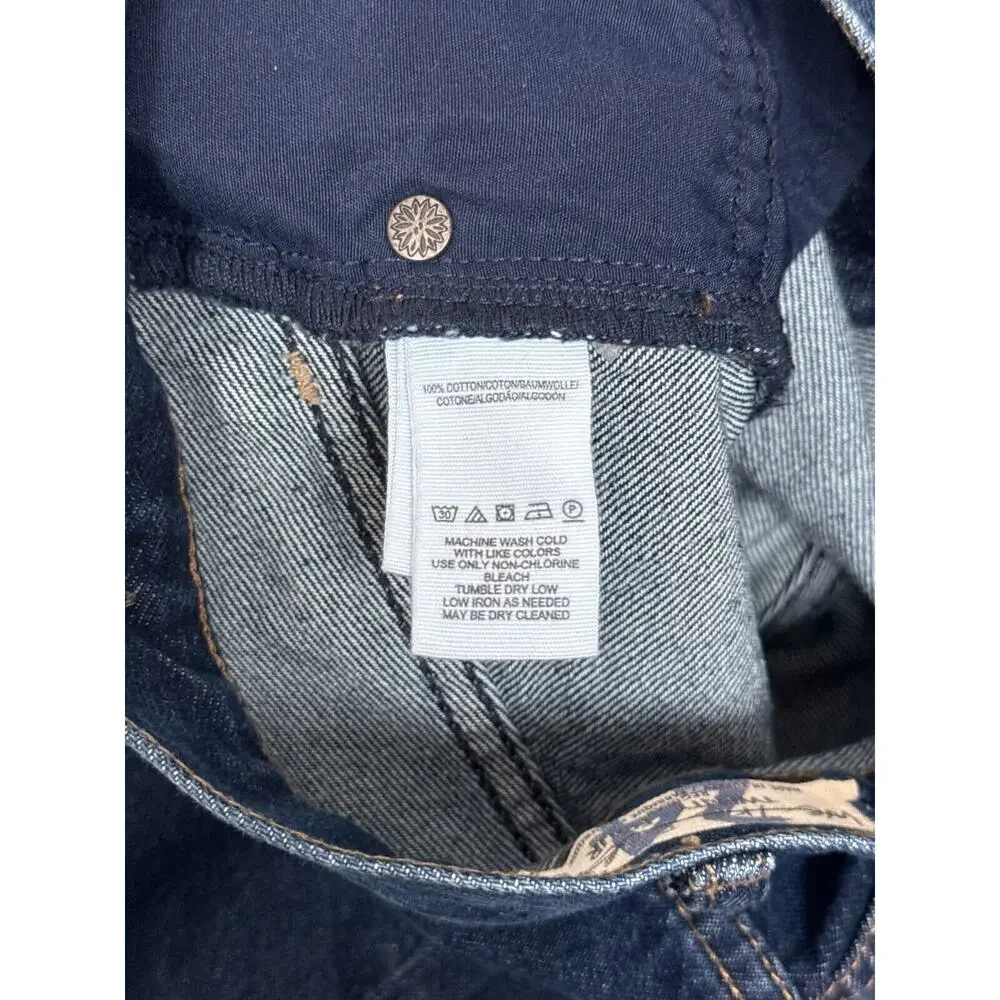 Free People Trouser Jeans 24 Womens Dark Blue Wash Pleated Front Tapered Leg